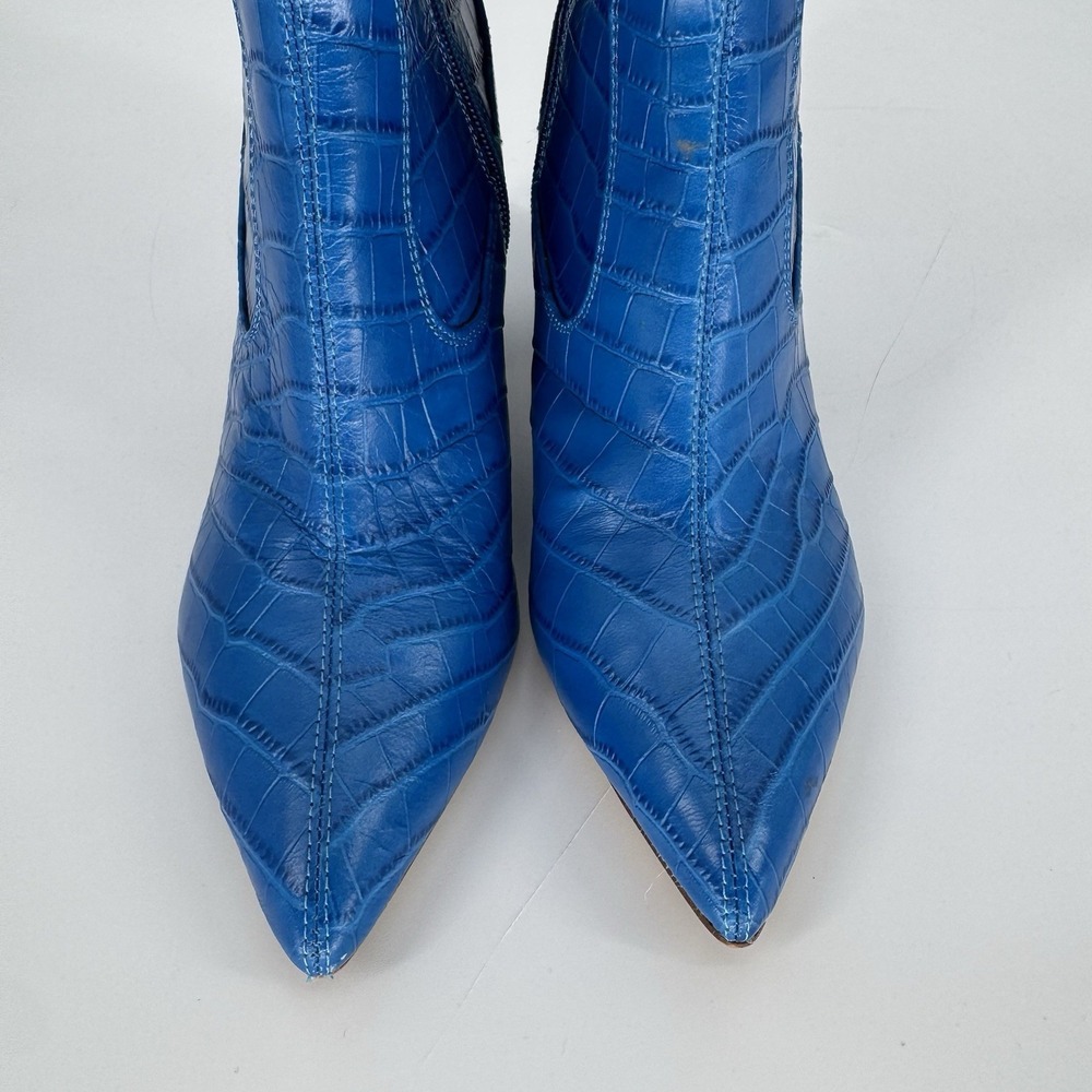 Marc Fisher Blue Croc Embossed‎ Knee High Boots Block Heel Pointed Toe 7M - Picture 5 of 10